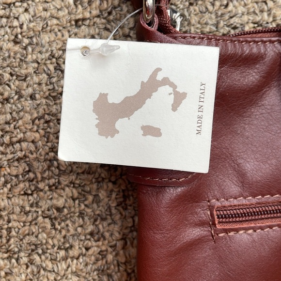 Women’s Leather Crossbody Bag Brown Made in Italy Firenze New - Picture 4 of 11